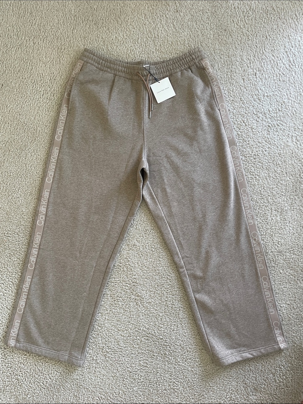 Calvin Klein Taupe Side-Logo Track Pants